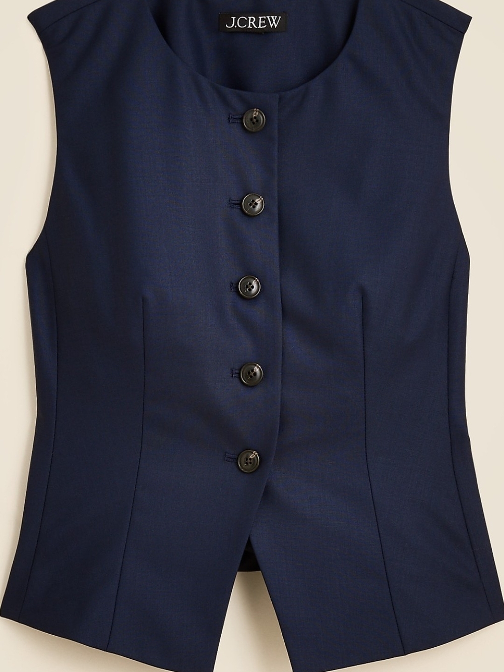 J. Crew navy sleeveless button-front vest